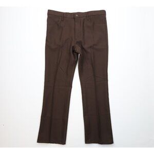 Vintage 90s Wrangler Mens 38x31 Knit Flared Wide Leg Western Chino Pants Brown